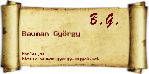 Bauman György névjegykártya